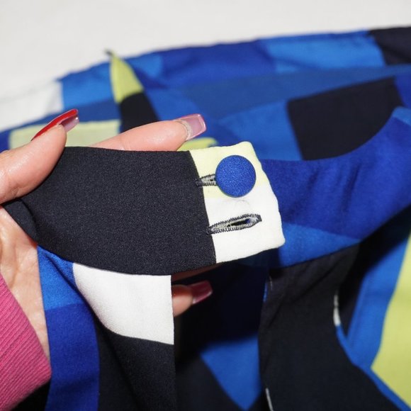 Milly Avant-Garde Geometric Op-Art Cubist Colorblock Wrap Mini Sheer Dress NWT 4 - Picture 6 of 11